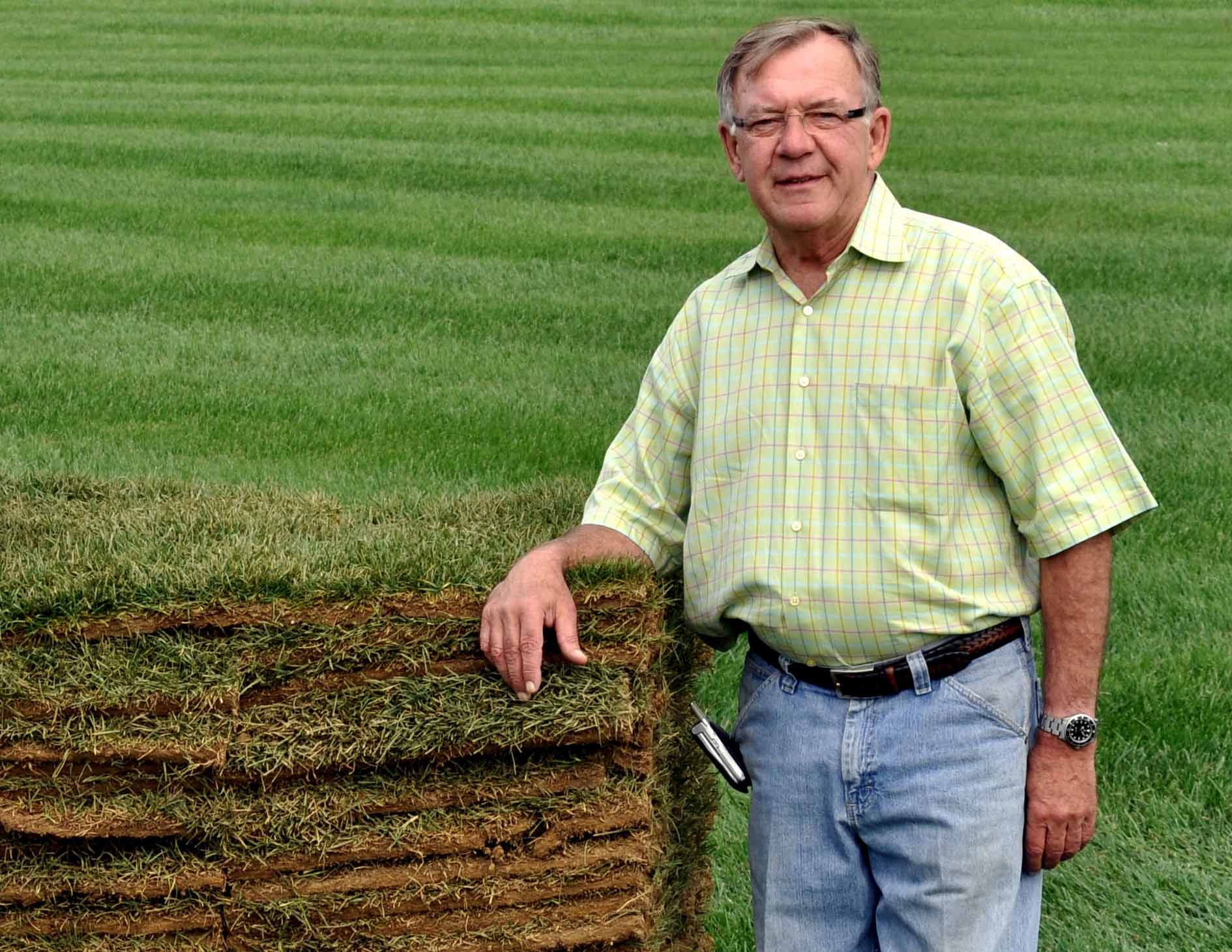 Bob Hummer with sod